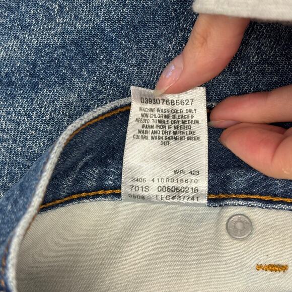 2000s Levis 505 Dark Wash Faded Blue Mens 34x29 Regular Straight Jeans Red Tab - Picture 6 of 16